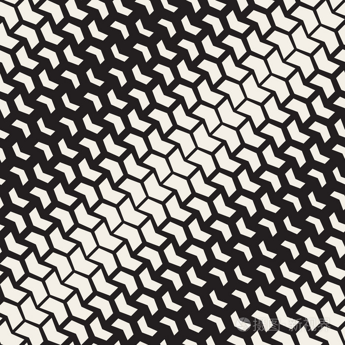 矢量无缝雪佛龙对角线半色调渐变几何图案
