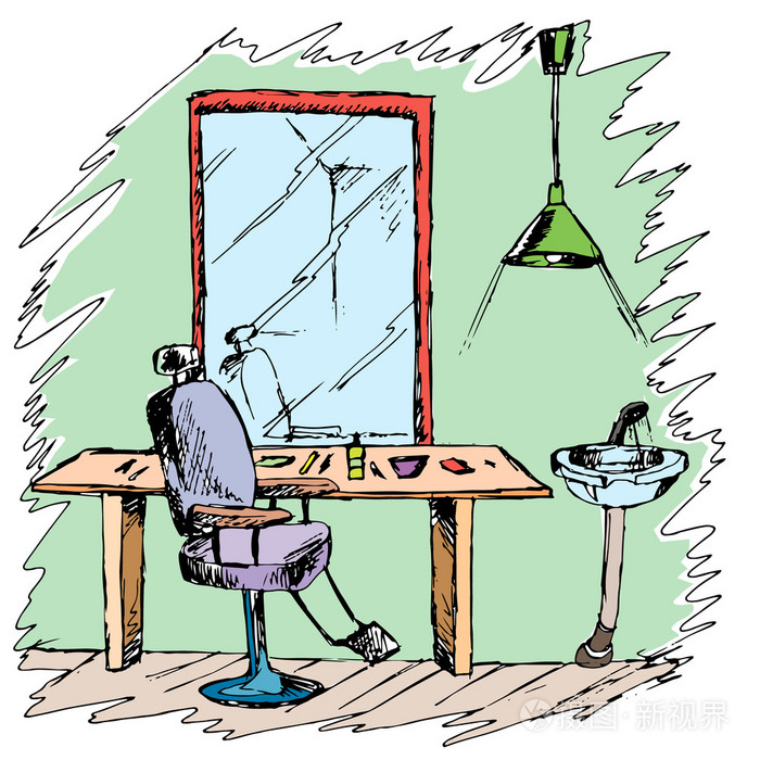 理发店.矢量.手工绘制.美发师项目