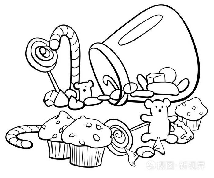 糖果组卡通着色书插画-正版商用图片0rojos-摄图新视界
