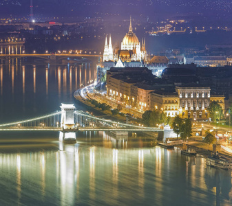 布达佩斯城市景观夜景, 匈牙利