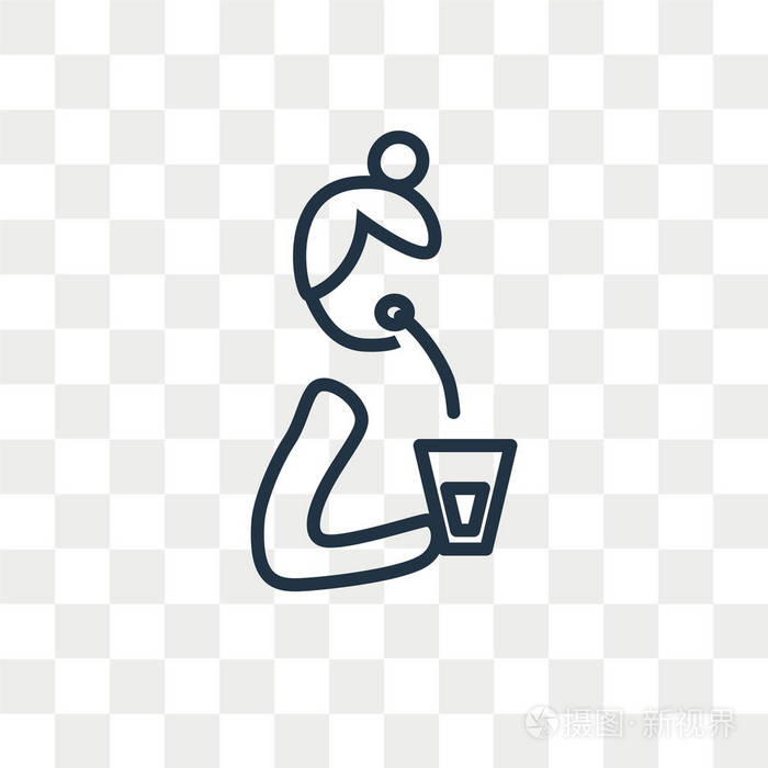 饮水矢量图标隔离在透明背景下, 饮水标识概念