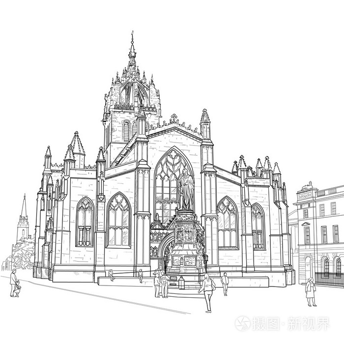 圣贾尔斯大教堂的剪影