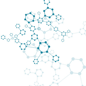 结构分子，Dna，原子 神经元的沟通。您的设计的科学概念。带点相互连接的直线。医疗 技术 化学 科学背景。矢量图