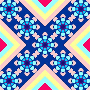 方形和圆形的组合与对称几何图形的设置仿古瓷砖浅粉色和黄色背景深