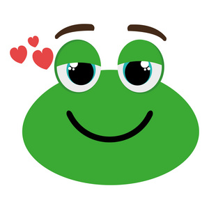 绿色头像青蛙和心图标照片