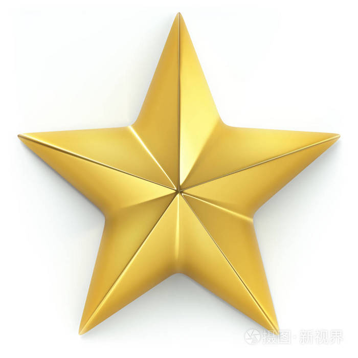 金色的星星在白色背景与光影.包含的剪切路径