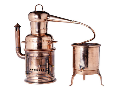 旧的老式铜蒸馏器图片