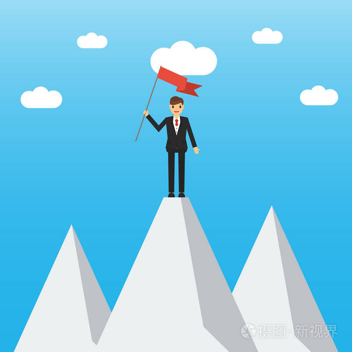 爬到山顶的 t 的员工插画-正版商用图片0rp20e-摄图新视界