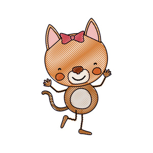 彩色蜡笔剪影漫画的可爱的表情母猫在舞蹈姿态与弓花边相似素材图片 摄图新视界 彩色蜡笔剪影漫画的可爱的表情母猫在舞蹈姿态与弓花边相似素材图片 摄图新视界