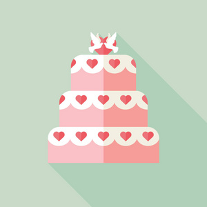 婚礼蛋糕风格平面向量插图