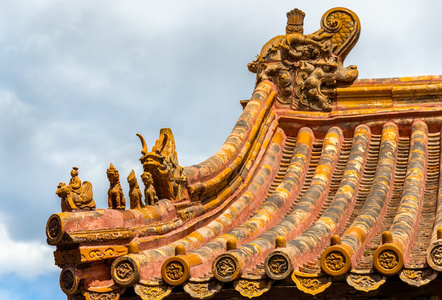 在紫禁城，北京的屋顶装饰