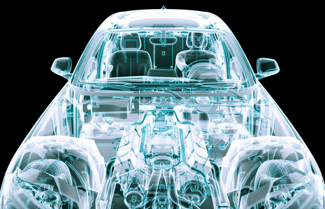 x 射线图像的一辆车与测试驱动程序