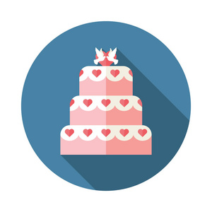 婚礼蛋糕风格平面向量插图