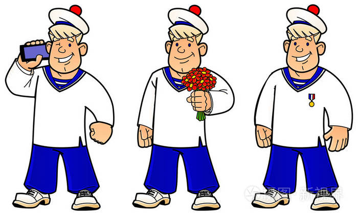 卡通年轻的水手.一组图像