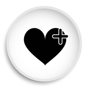 心与十字图标。心脏与十字架网站按钮在白色背景