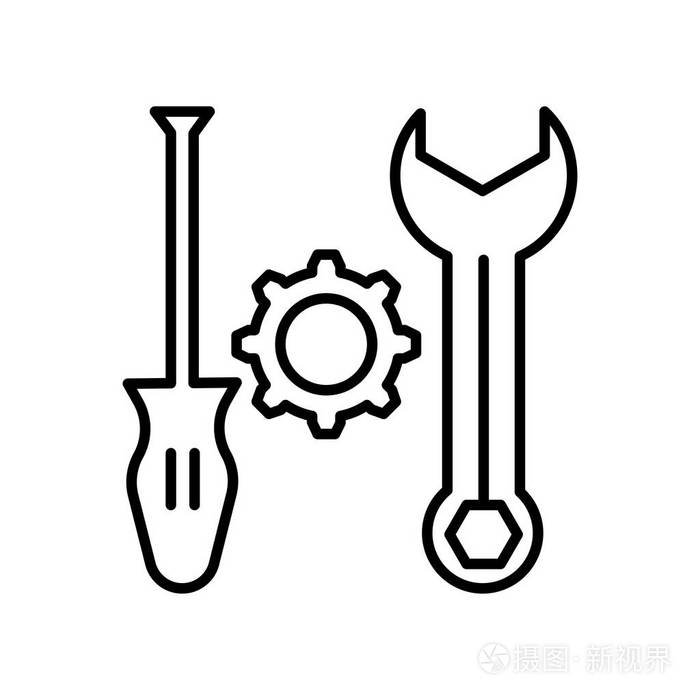 工具图标矢量符号和符号在白色背景下被隔离, 工具徽标概念