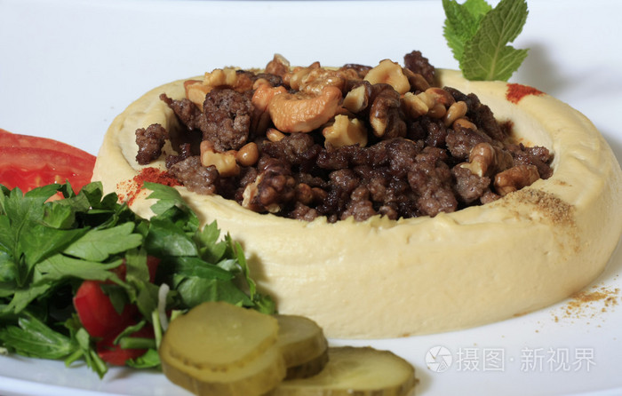鹰嘴豆泥与肉