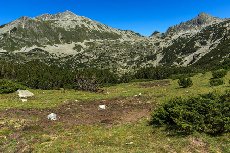 惊人的景观与 Polezhan 和 Dzhangal 的山峰，皮林山