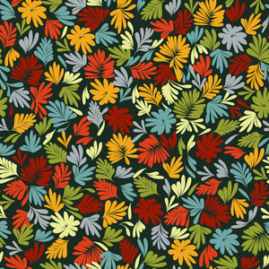 无缝的彩色蕨类植物图案。 背景