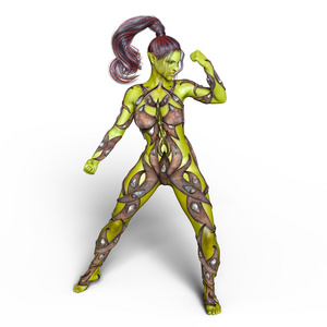 一个食人魔3d cg 渲染的一个女的怪物照片