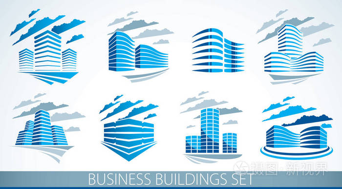 房地产物业商业中心设计.3d. 大城市未来的门面.可以用作徽标或图标