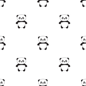 卡通轮廓熊猫的矢量无缝模式
