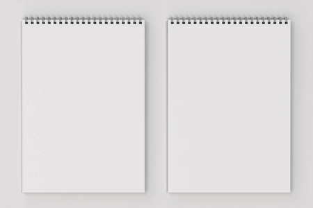 空白与金属螺旋装订在白色背景上的白色笔记本