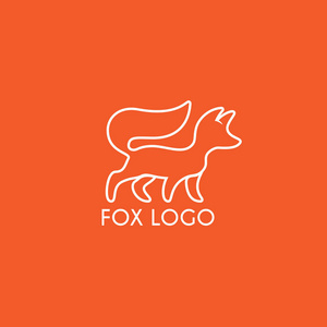 狐狸标志设计模板的线性风格。矢量插图