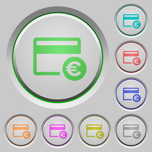 欧元的信用卡颜色图标下沉的按钮