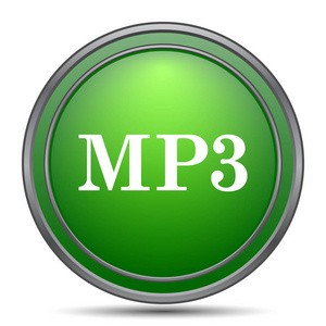 Mp3 图标。白色背景上的互联网按钮