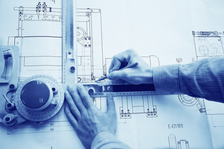 建筑师,绘图员,工程师的尺子线图标.