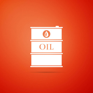 桶油图标被隔离在橙色背景。平面设计。矢量插图