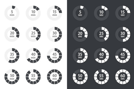 计时器的图标集，秒表矢量图标