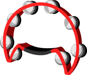 红色的铃鼓声音音乐乐器矢量插图图像