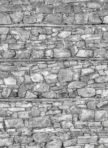 石头墙背景的黑色和白色