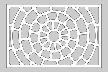 用于切割激光或绘图仪的装饰卡。线性圆形图案面板。激光切割。比率23。矢量插图