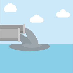 脏的湖矢量图的污水污染的湖.水的污染照片