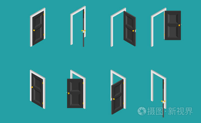 一整套的打开和关闭的门.矢量图插画-正版商用图片0rqrn4-摄图新视界