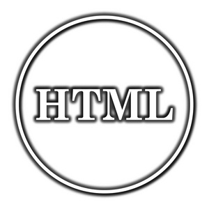 Html 图标。白色背景上的互联网按钮