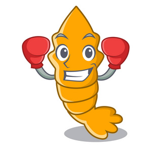 拳击虾的人物卡通风格矢量插画图片