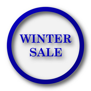 冬季销售图标。白色背景上的蓝色互联网按钮