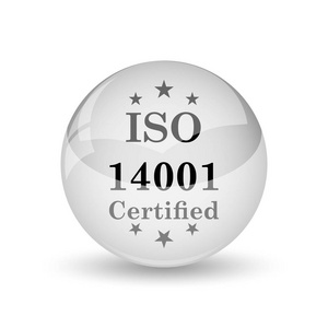 Iso14001 图标。白色背景上的互联网按钮