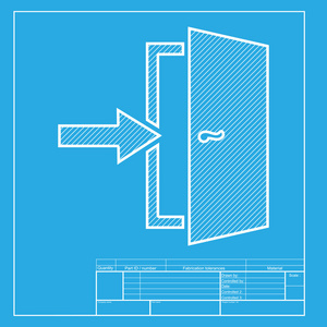 门出口标志。 蓝图模板上图标的白色部分。