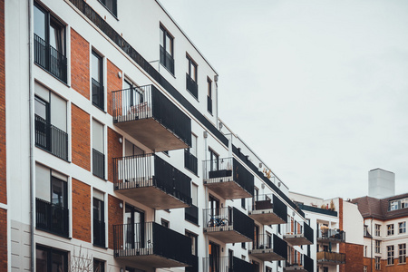 一排漂亮的联排别墅插画