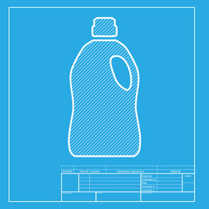 清洁的塑料瓶。图标的蓝图模板上的白色部分