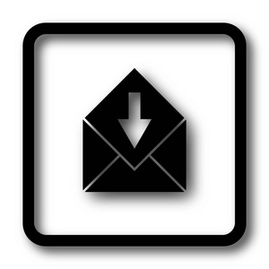 接收电子邮件图标, 黑色网站按钮白色背景