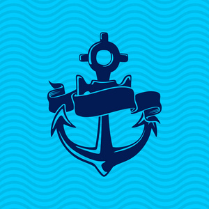 海锚和装饰性的丝带照片