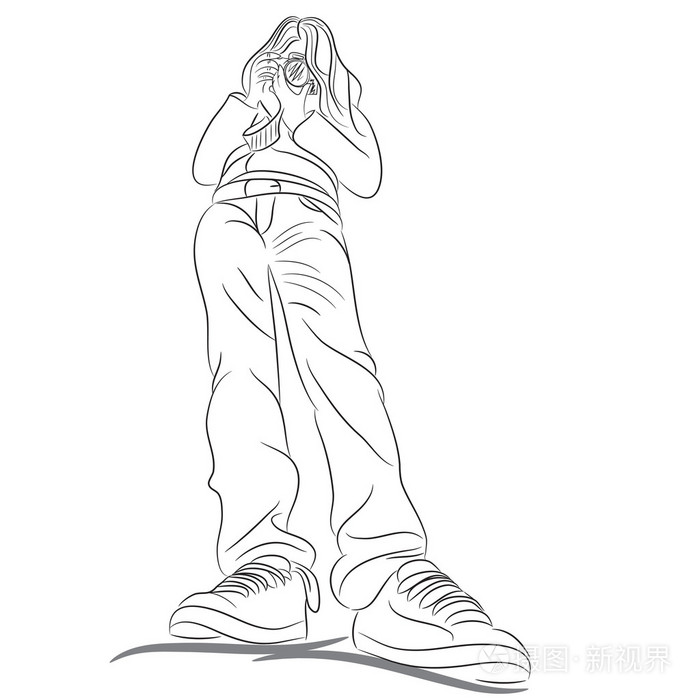 手工绘制的摄影师女孩插画-正版商用图片0rqzuu-摄图新视界