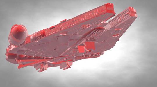 3d 渲染的反光的宇宙飞船载着细节
