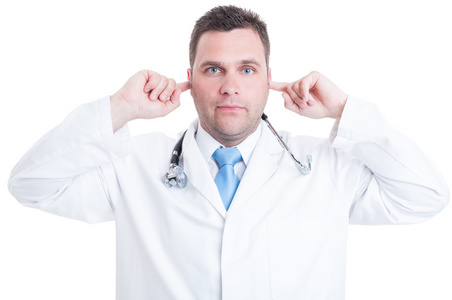 男医生或医生做聋人手势的概念
